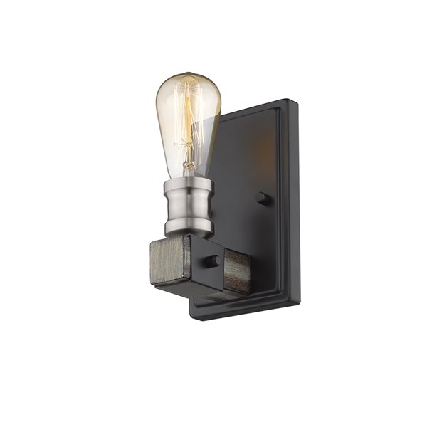 Z-Lite Kirkland 1 Light Wall Sconce in Ashen Barnboard - 4.5-in x 8.5-in x 4.75-in