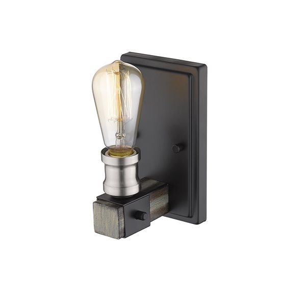 Z-Lite Kirkland 1 Light Wall Sconce in Ashen Barnboard - 4.5-in x 8.5-in x 4.75-in