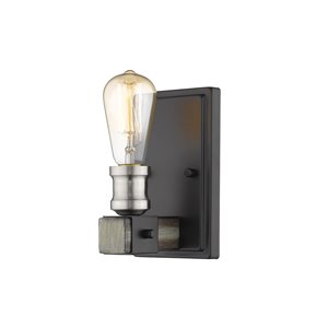 Z-Lite Kirkland 1 Light Wall Sconce in Ashen Barnboard - 4.5-in x 8.5-in x 4.75-in