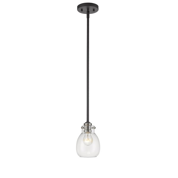 Luminaire suspendu Kraken de Z-Lite, 1 lumière, noir mat et nickel brossé