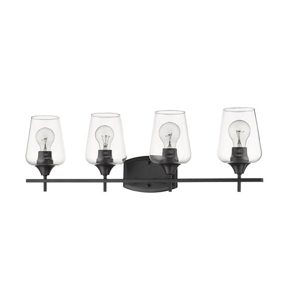 Z-Lite Joliet 4 Light Vanity and Clear Glass in Matte Black Finish