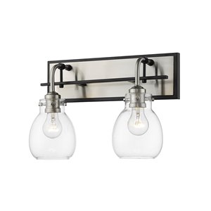 Applique murale Kraken de Z-Lite légère à 2 ampoules, nickel brossé et noir mat, 7 po x 11 po x 16 po
