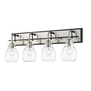 Z-Lite Kraken 4 Light Vanity and Clear Glass in Brushed Nickel and Matte Black