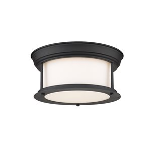 Z-Lite Sonna 2-Light Flush Mount in Black Matte Finish - 11-in x 11-in