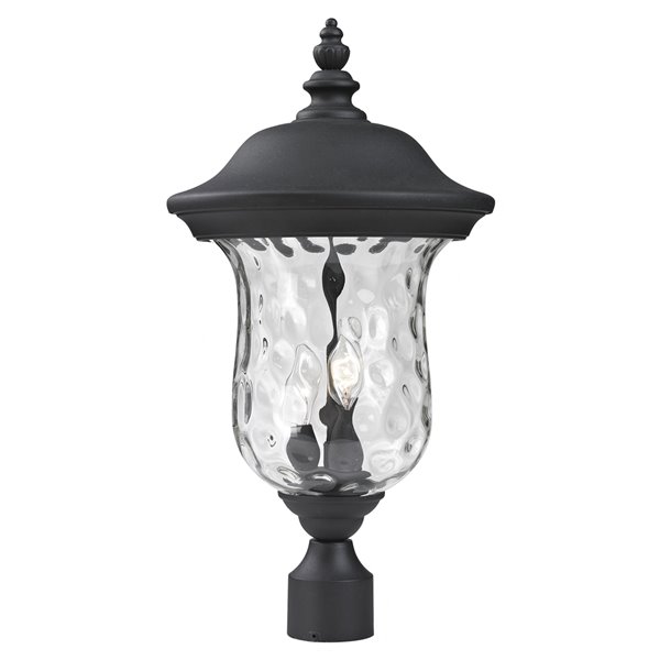 Z-Lite 533PHM-BK Armstrong Outdoor Post Light in Black and Clear Glass - 10-in x 21-in