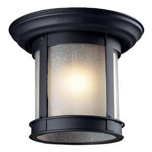 Plafonnier extérieur Z-Lite, noir et verre blanc, 9,75 po x 9,75 po