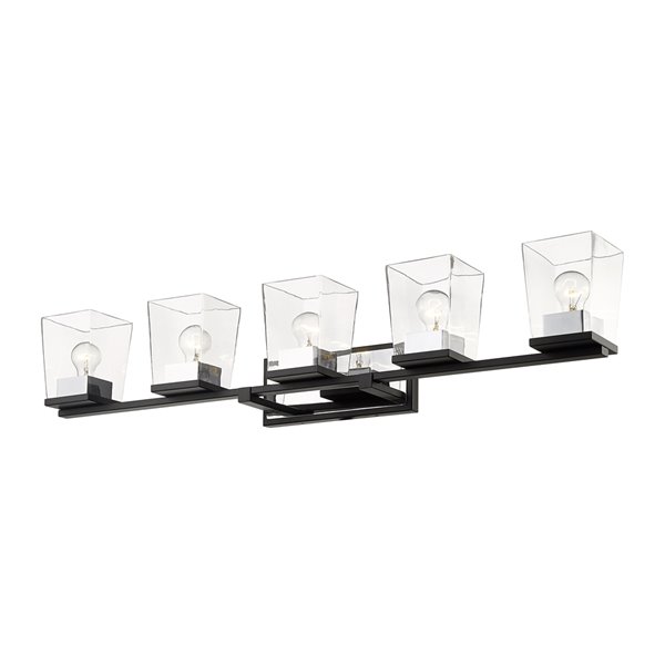 Luminaire de vanité pour salle de bain Bleeker Street de Z-Lite à 5 ampoules, noir mat et chrome