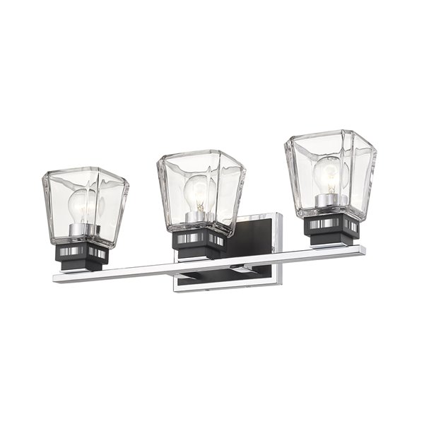 Z-Lite Jackson 3 Light Vanity and Clear Glass - Matte Black and Chrome