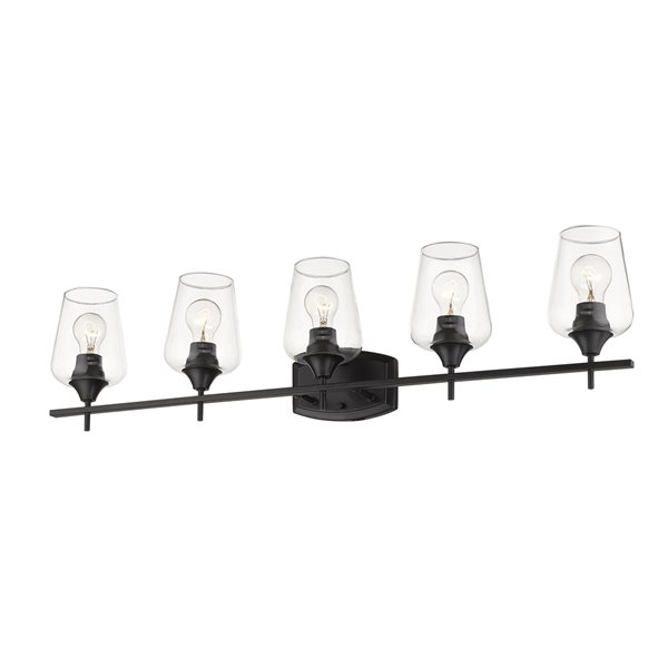 Z-Lite Joliet 5 Light Vanity and Clear Glass in Matte Black Finish