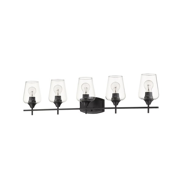 Z-Lite Joliet 5 Light Vanity and Clear Glass in Matte Black Finish