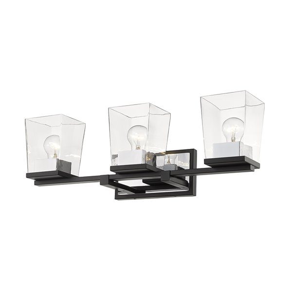 Luminaire de vanité pour salle de bain Bleeker Street de Z-Lite à 3 ampoules, noir mat et chrome