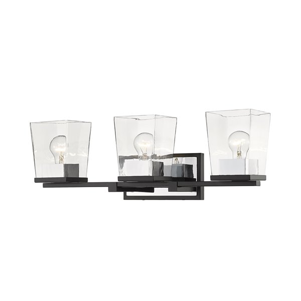 Luminaire de vanité pour salle de bain Bleeker Street de Z-Lite à 3 ampoules, noir mat et chrome