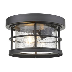Z-Lite 1-Light  Outdoor Flush Mount Ceiling Light - Black Finish