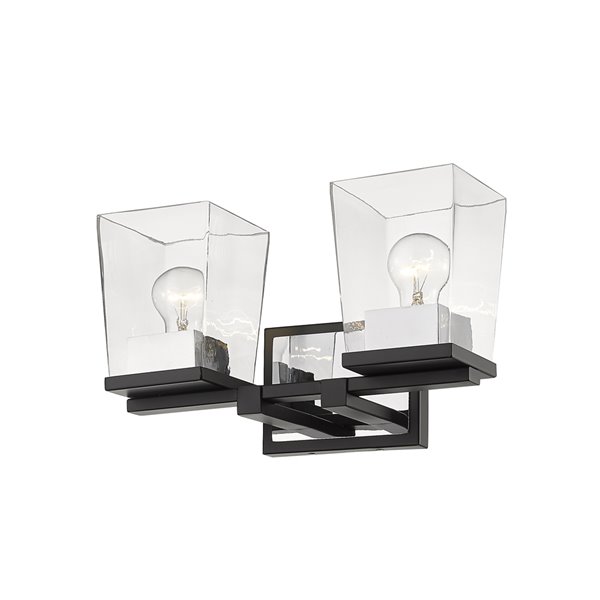 Luminaire de vanité pour salle de bain Bleeker Street de Z-Lite à 2 ampoules, noir mat et chrome