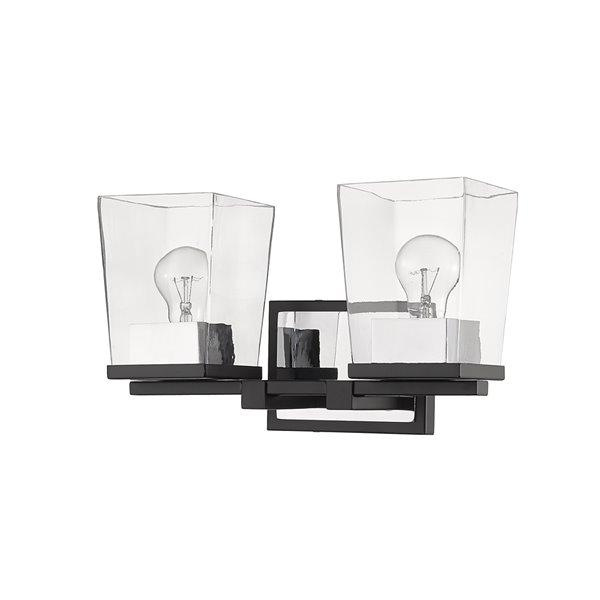 Luminaire de vanité pour salle de bain Bleeker Street de Z-Lite à 2 ampoules, noir mat et chrome