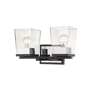 Luminaire de vanité pour salle de bain Bleeker Street de Z-Lite à 2 ampoules, noir mat et chrome