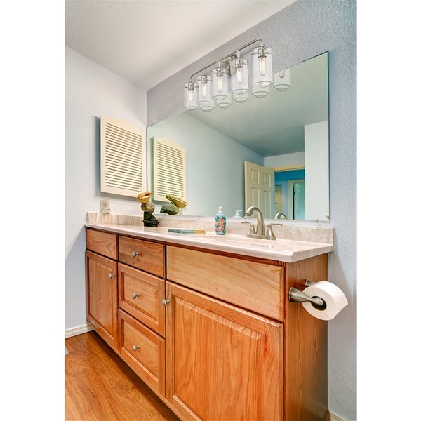 Z-Lite Delaney 5 Light Vanity and Clear Glass in Brushed Nickel