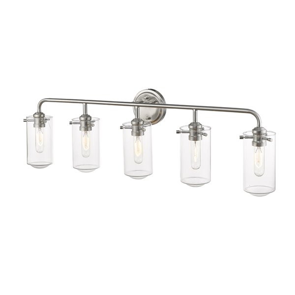 Z-Lite Delaney 5 Light Vanity and Clear Glass in Brushed Nickel