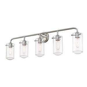 Z-Lite Delaney 5 Light Vanity and Clear Glass in Brushed Nickel