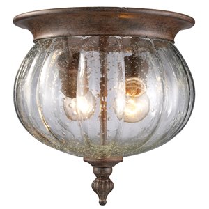 Z-Lite Belmont Outdoor Flush Mount Ceiling Light - Bronze and Clear Glass