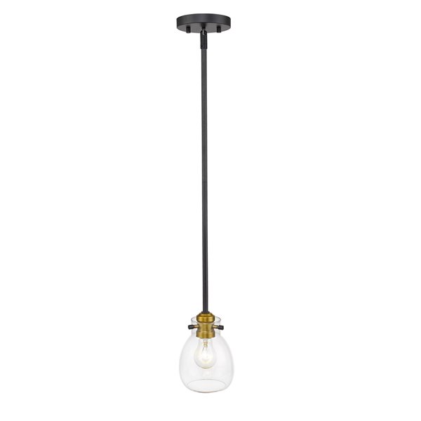 Luminaire suspendu Kraken de Z-Lite, 1 lumière, noir mat et laiton antique