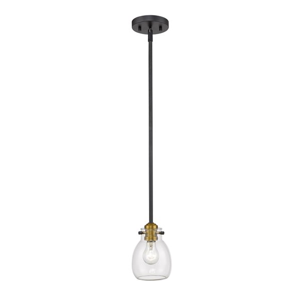 Luminaire suspendu Kraken de Z-Lite, 1 lumière, noir mat et laiton antique