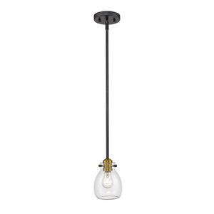 Luminaire suspendu Kraken de Z-Lite, 1 lumière, noir mat et laiton antique