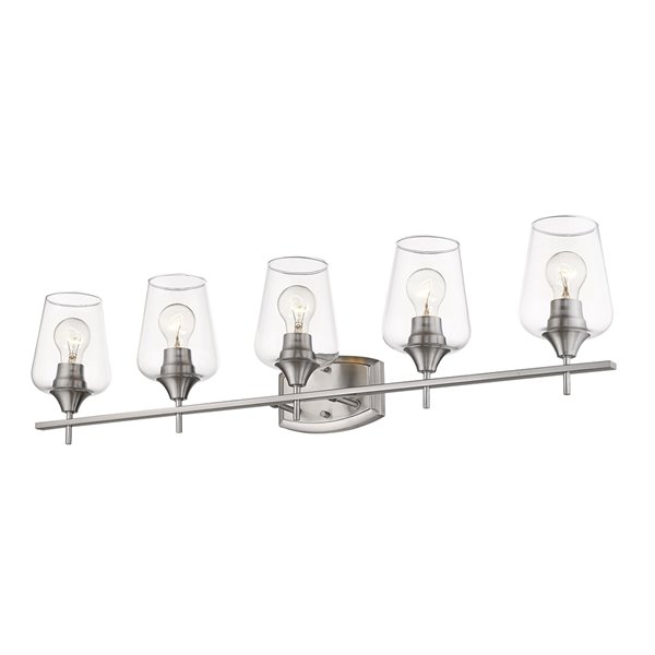 Z-Lite Joliet 5 Light Vanity and Clear Glass in Brushed Nickel Finish