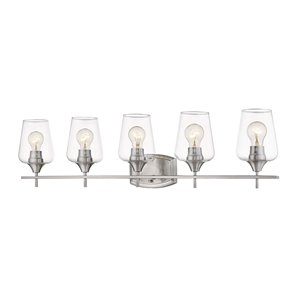 Z-Lite Joliet 5 Light Vanity and Clear Glass in Brushed Nickel Finish