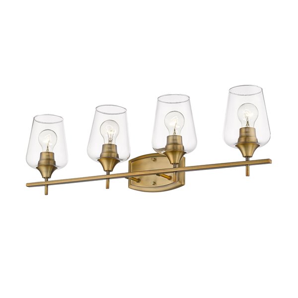 Z-Lite Joliet 4 Light Vanity and Clear Glass in Old Brass Finish