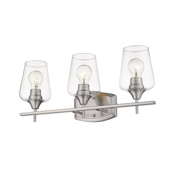 Z-Lite Joliet 3 Light Vanity and Clear Glass in Brushed Nickel Finish