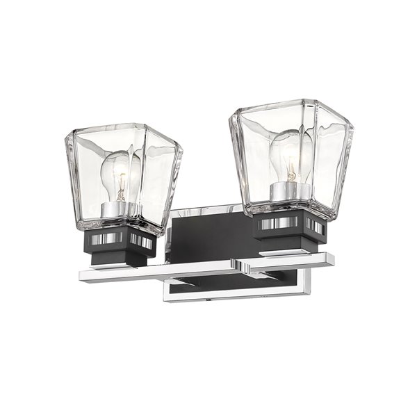 Luminaire de vanité pour salle de bain Jackson de Z-Lite à 2 ampoules, noir mat et chrome