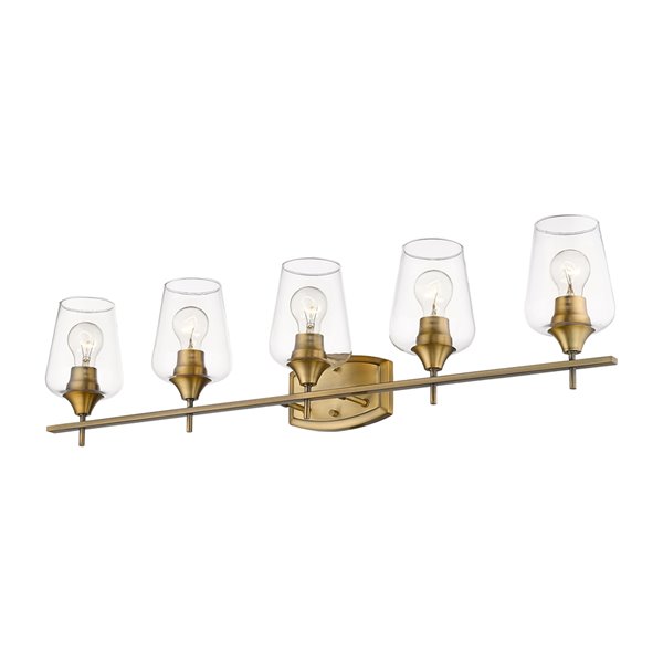 Z-Lite Joliet 5 Light Vanity and Clear Glass in Old Brass Finish