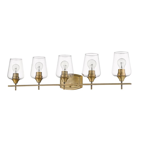 Z-Lite Joliet 5 Light Vanity and Clear Glass in Old Brass Finish