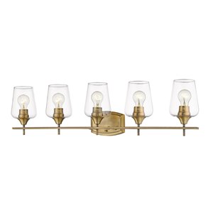 Z-Lite Joliet 5 Light Vanity and Clear Glass in Old Brass Finish