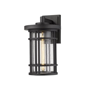 Luminaire mural extérieur Jordan de Z-Lite 1 ampoule, noir et verre clair