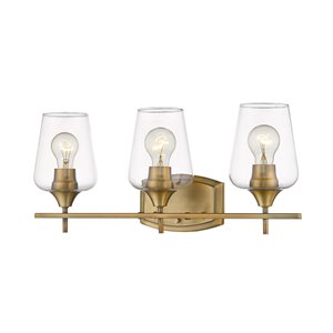 Z-Lite Joliet 3 Light Vanity and Clear Glass in Old Brass Finish