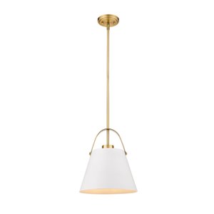 Z-Line Z-Studio 1 Light Pendant - Matte White and Heritage Brass