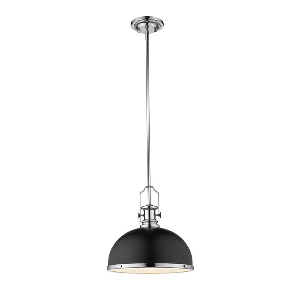 Z-Lite Melange 1-Light Pendant in Matte Black and Chrome