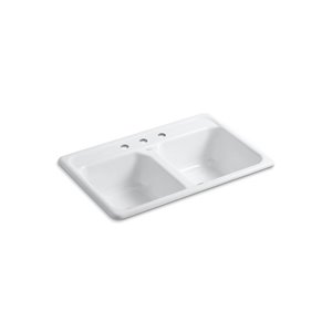 KOHLER K-5817-3 Delafield Top-Mount Kitchen Sink with Three Faucet Holes