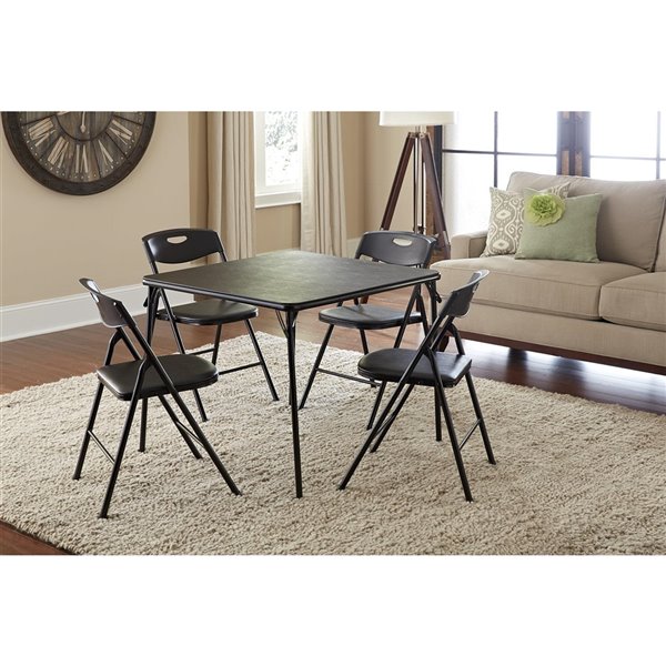 Cosco Folding Table and Chair Set - 5 Pieces - Black