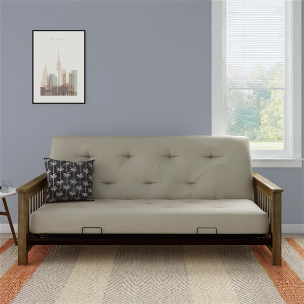 dhp newport wood arm futon