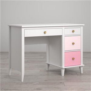 Bureau blanc de Monarch Poppy Hill Enfants, Tiroirs Rose