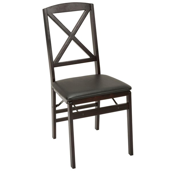 Cosco Wood and Vinyl Folding Chair - Espresso