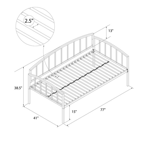 DHP Ava Metal Daybed - Black
