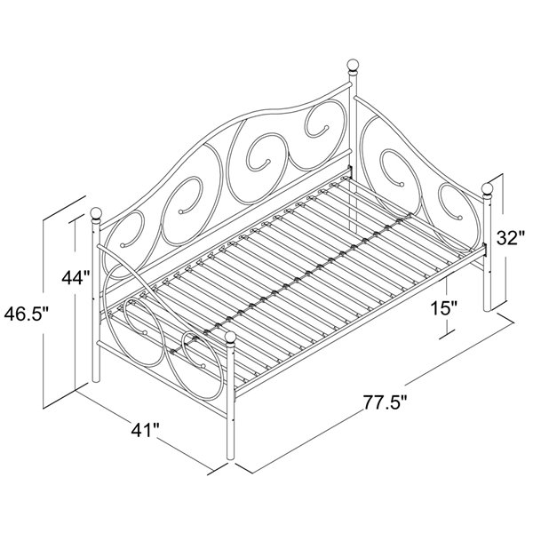 DHP Victoria Metal Daybed - Brown