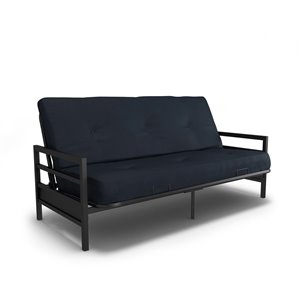 Futon avec bras en métal et matelas en Microfibre Rio de Dorel, bleu