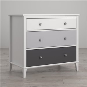 Monarch Hill Poppy White 3 Drawer Dresser - Grey Drawers