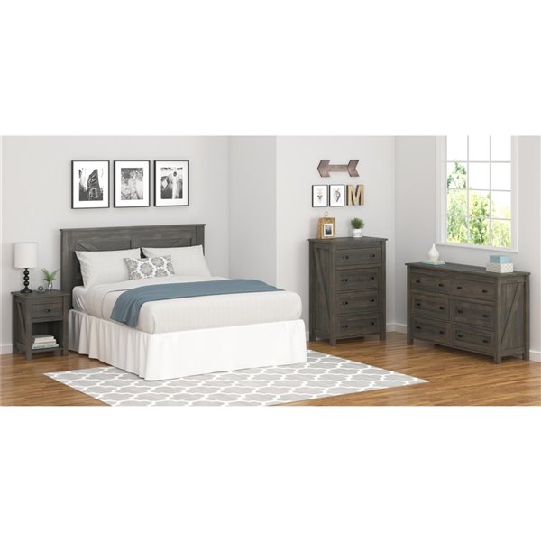 AMERIWOOD HOME Ameriwood Farmington Headboard Queen Weathered Oak