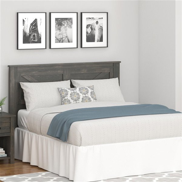 AMERIWOOD HOME Ameriwood Farmington Headboard Queen Weathered Oak